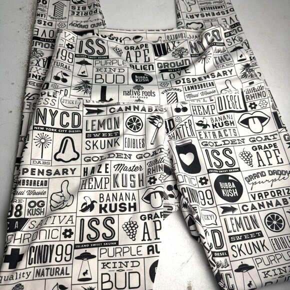 Native Roots Cannabis Strains Graphic Full-Length Leggings Sz 6 Hippie Festival - Picture 3 of 5